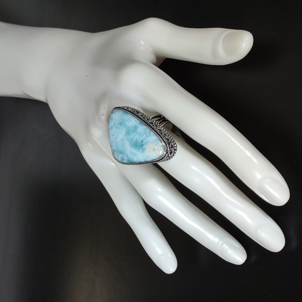 Gorgeous Larimar/ Sterling Silver Statement Ring